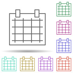 Calendar multi color icon. Simple thin line, outline vector of web icons for ui and ux, website or mobile application