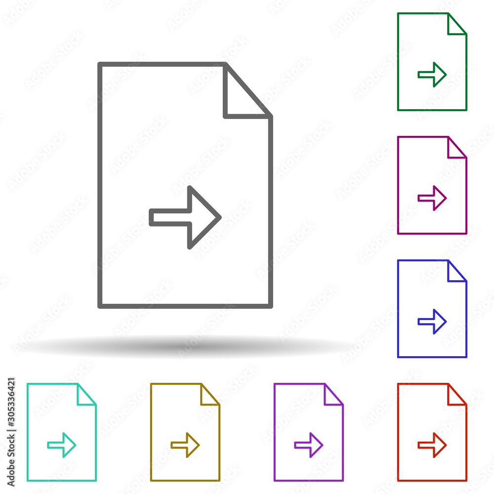 Poster arrow in paper multi color icon. simple thin line, outline vector of web icons for ui and ux, websit