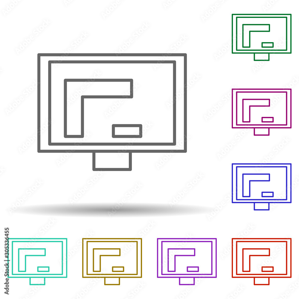Poster graphic design in monitor multi color icon. simple thin line, outline vector of web icons for ui and
