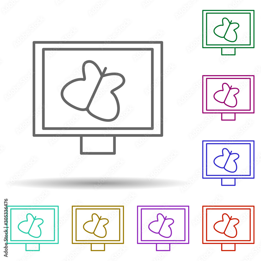 Poster illustration in monitor multi color icon. simple thin line, outline vector of web icons for ui and u
