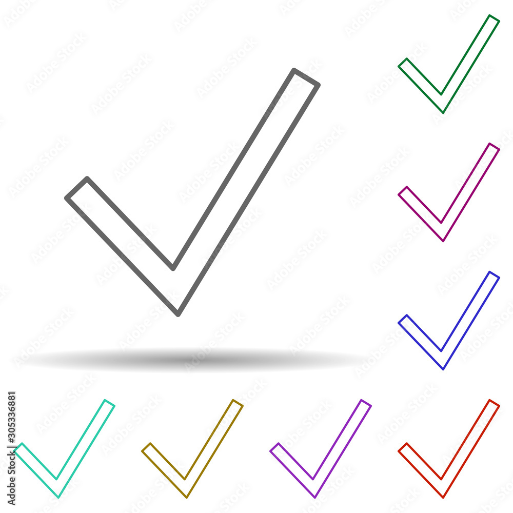 Poster check sign multi color icon. simple thin line, outline vector of web icons for ui and ux, website or