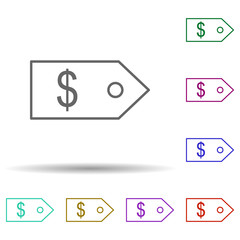 Cost sign multi color icon. Simple thin line, outline vector of web icons for ui and ux, website or mobile application