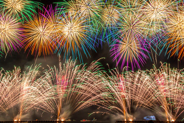 Colorful fireworks at toi kanagawa japan.