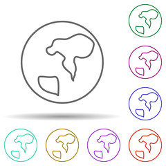 World multi color icon. Simple thin line, outline vector of web icons for ui and ux, website or mobile application