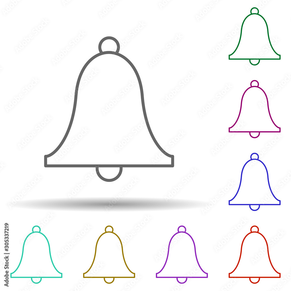 Poster notification bell multi color icon. simple thin line, outline vector of web icons for ui and ux, web