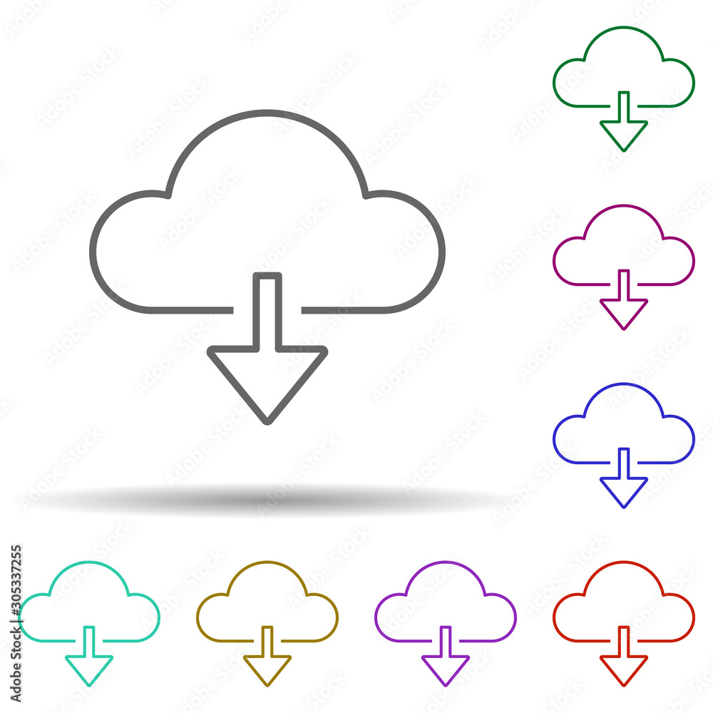 Poster download sign multi color icon. simple thin line, outline vector of web icons for ui and ux, website
