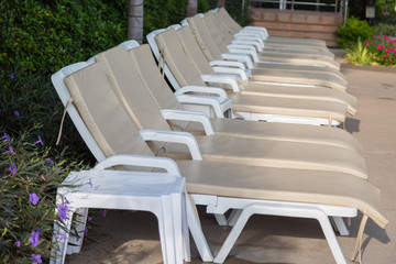 Sunbeds to relax by the pool