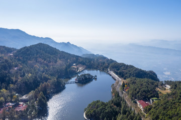 Fototapeta na wymiar aerial view of beautiful mount lu landscape