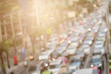 Abstract background blur of traffic jam rush hour in big city