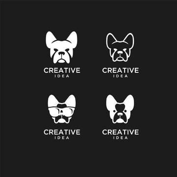 set of bull dog head logo icon design vector illustration