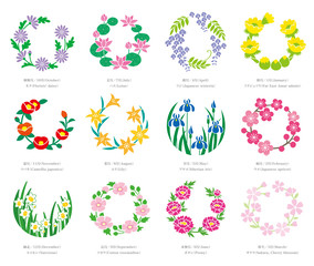花丸（誕生月の花）デザインセット