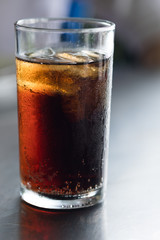 Cold soft drink refreshing pop flavoured with ice cubes