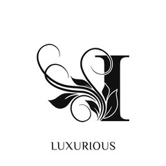  Initial letter i  Decorative emblem VINTAGE ornament  monogram logo