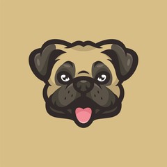 pug dog mascot head logo