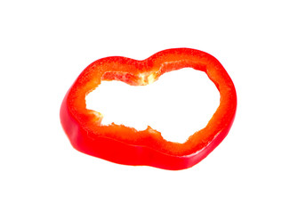 red pepper slices an isolated on white background