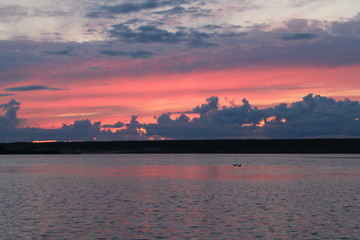 sunset over the river