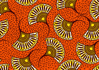 african fashion seamless pattern ornament in vibrant colours, picture art and abstract background for Fabric Print, Scarf, Shawl, Carpet, Kerchief, Handkerchief, vector illustration file EPS10.  © kirkchai