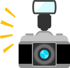 フラッシュ付きのカメラ