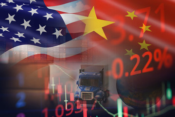 USA and China trade war economy recession conflict tax business finance to worldwide - United...