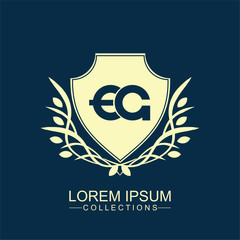 Vector of EA initial based letter icon logo. Unique modern creative elegant luxurious artistic blue and gold color