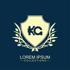 Vector of KA initial based letter icon logo. Unique modern creative elegant luxurious artistic blue and gold color