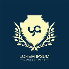 Vector of YA initial based letter icon logo. Unique modern creative elegant luxurious artistic blue and gold color