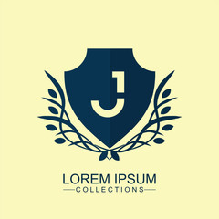 J Elegant logo,Design for Boutique hotel,Resort,Restaurant, Royalty, Victorian identity. Vintage vector font