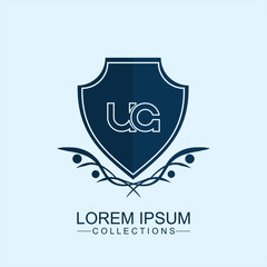 Letter UA Line Elegant logo,Design for Boutique hotel,Resort,Restaurant, Royalty, Victorian. Can be used for workflow layout template, banner, marketing, infographics.