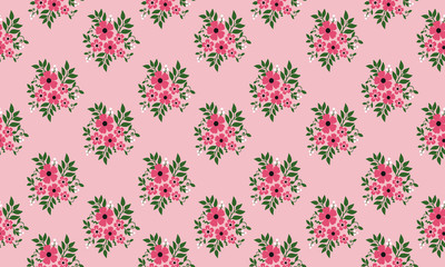 Beautiful floral border, isolated on bright pink background.