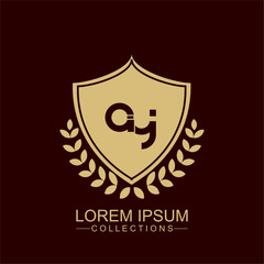 AY Luxury logo with shield. Vintage vector font. Elegant royal for Boutique hotel,Resort,Restaurant, Royalty, Victorian identity, luxury Hotel, Heraldic, Fashion,VIP,Club,educationlogo template.