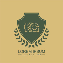 Letter KA Line Elegant logo with shield. Vintage vector font. Beautiful Logotype design for luxury company branding. Elegant identity design.