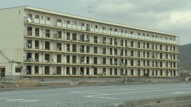 Japan Tsunami Aftermath - Building With Water Damage 4 Floors High