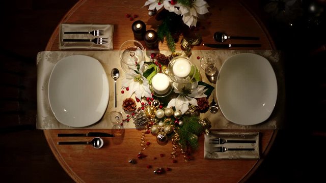 Holiday festive table set for two