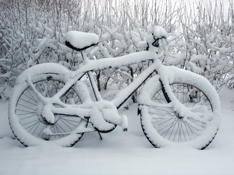 Snow bike in Russia of winter