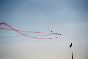 air fighter by blue sky background