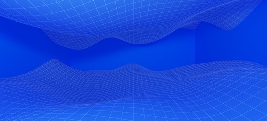 Blue holographic dimensional background image. 3d rendering,illustration
