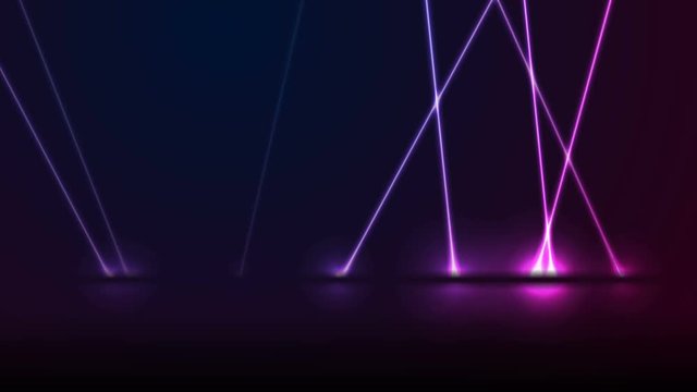 Blue and purple neon laser lines futuristic motion design. Abstract rays technology glowing retro background. Video animation Ultra HD 4K 3840x2160