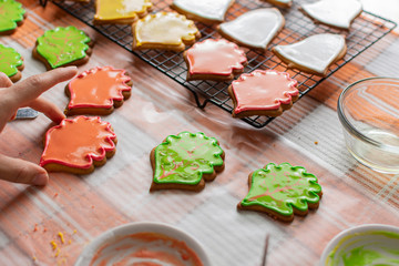 cookies preparation with royal frosting