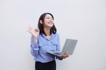 young woman with laptop