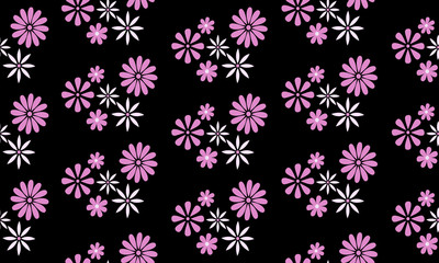 Sketch style of flower magenta and soft pink, isolated on black background.