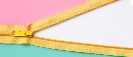 close up of zipper for material design with clipping path for background