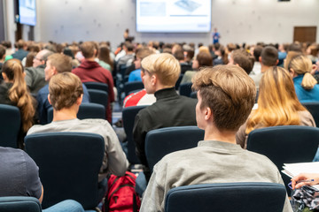Obraz premium Image of a conference that takes place in a large conference room, workshop for young professionals, training in a large conference room, adult training