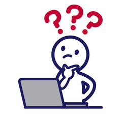 人物　人間　シンプル　デフォルメ　PC　はてな