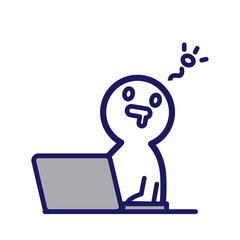 人物　人間　シンプル　デフォルメ　PC　ぐったり