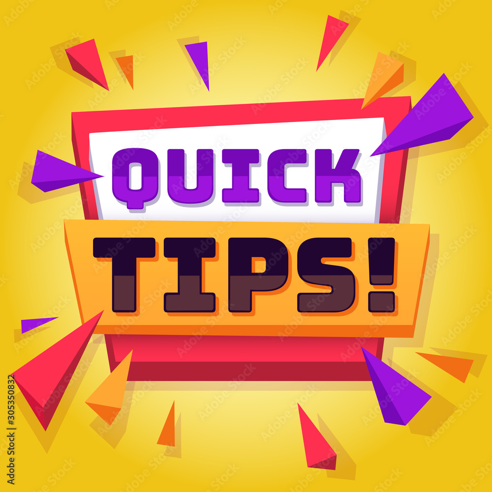 Poster quick tip. useful tricks and advice blog post background, creative idea banner with text, best solut
