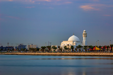 Beautiful Al Khobar Corniche Mosque Sunrise -Saudi Arabia.