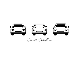 Set of Classic Car icon. Consist of Three Car Icon in Black Style Isolated on White Background. Vector Illustration