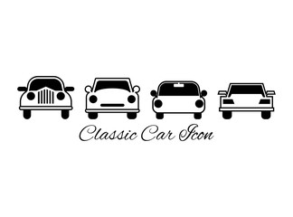 Fototapeta premium Set of Classic Car icon. Consist of Four Car Icon in Black Style Isolated on White Background. Vector Illustration
