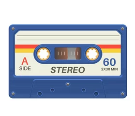  Stereo cassette. Retro audio tape with music record for vintage poster 80s isolated vector object © YummyBuum