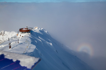 amazing snow covered peaks in the Swiss alps Jungfrau region from Schilthorn